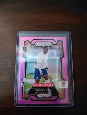 Timothy Weah Monopoly Prizm Soccer Card - Pink #012/199